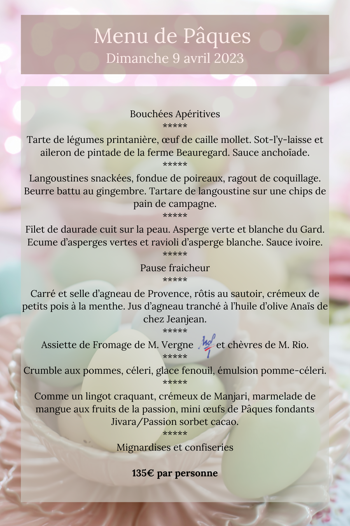 Menu Pâques disponible au restaurant Menu Pâques Skab