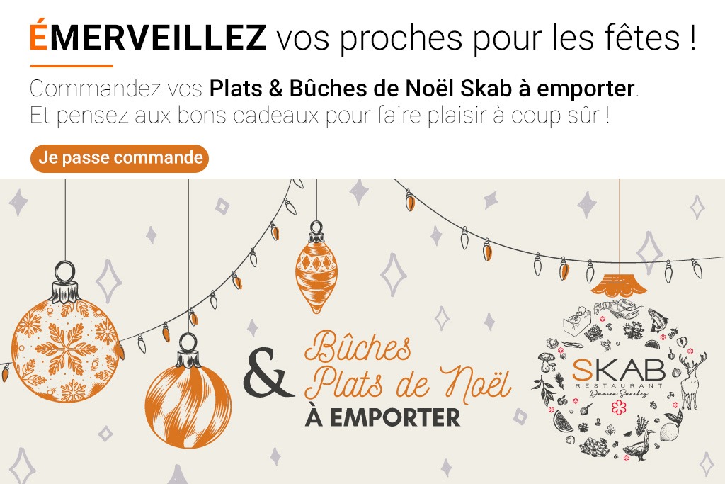 plats et buches de Noël Skab à emporter